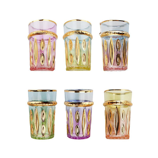 6 - colored oriental tea cups - Lot of 6 - CozyVibe.eu