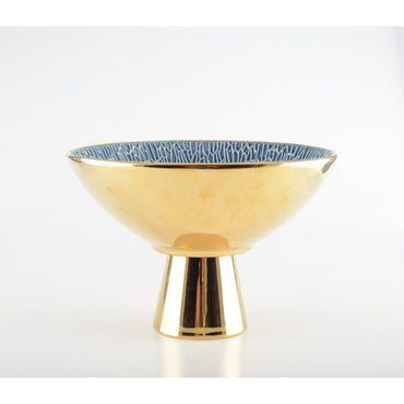 Decorative gold and blue ceramic fruit the cozy vibe