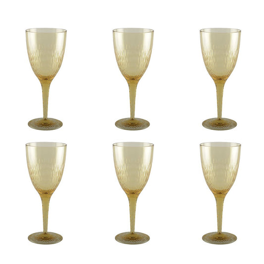 Acrylic yellow wine glasses - Lot of 6 - CozyVibe.eu