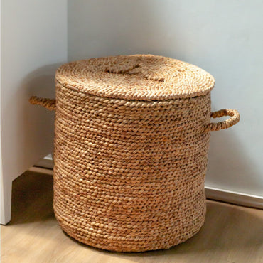 AMAN Water Hyacinth Laundry Basket – Large Woven Storage Hamper - CozyVibe.eu