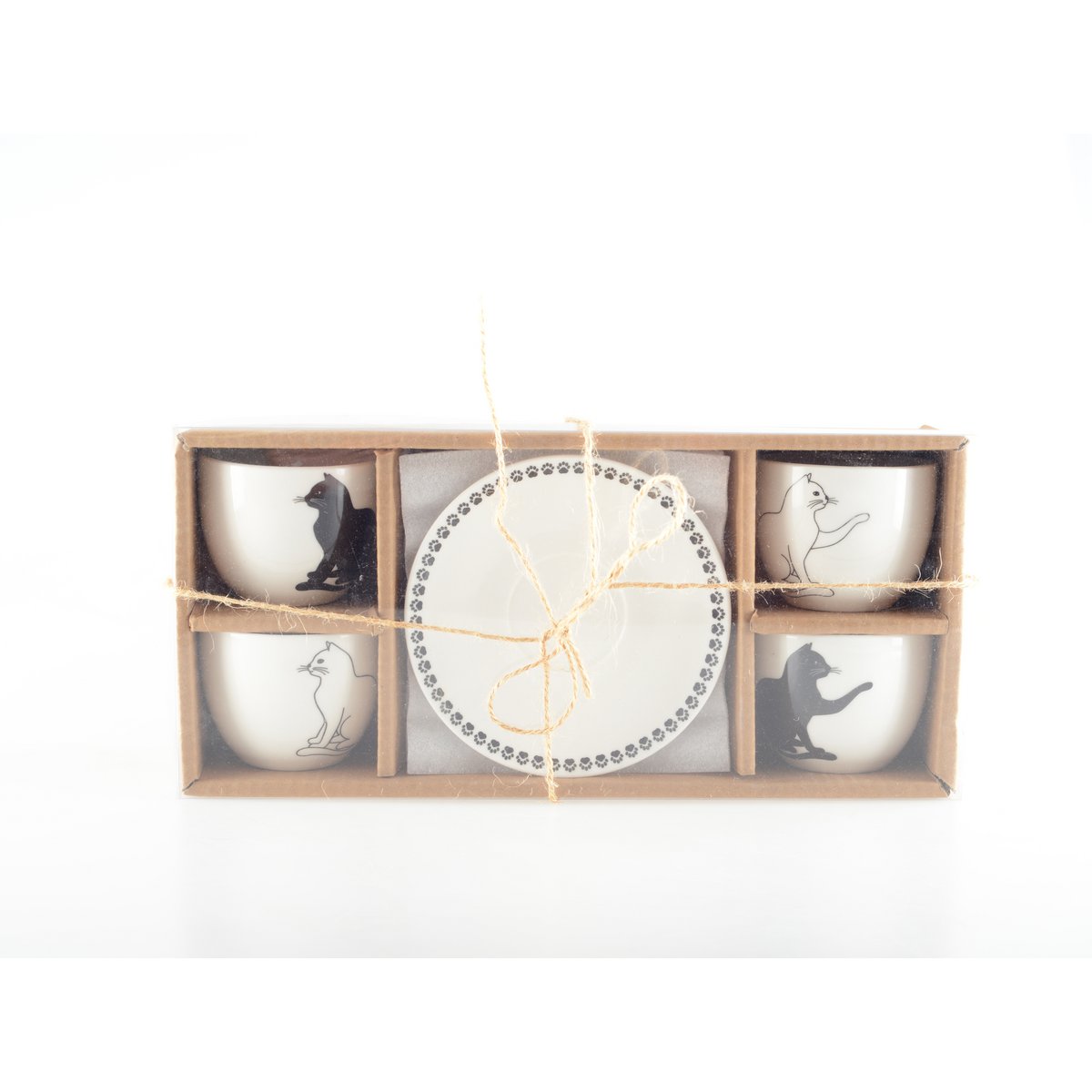 Ceramic cat coffee cup set of 4 with saucers, stylish kitchen and home decor | CozyVibe