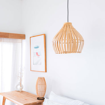 KIRMA Bamboo Lampshade – Handmade Boho Pendant Light - CozyVibe.eu