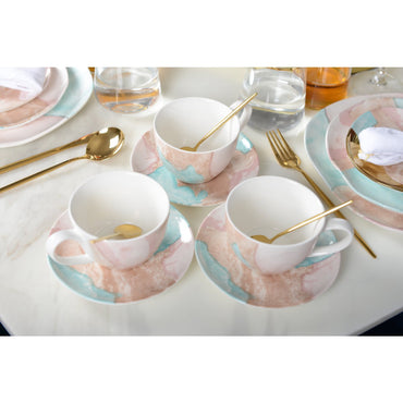 Lot of 2 coffee cups with saucers 15.2x15.1x7.4cm - CozyVibe.eu