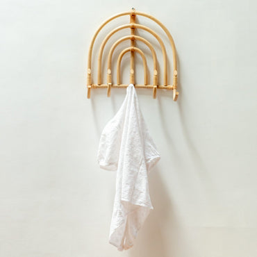 Maku Rattan Coat Rack – Handmade Beige Wall Hooks - CozyVibe.eu