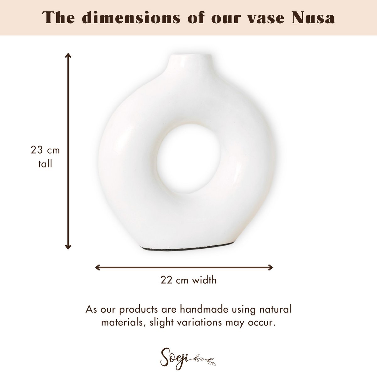 NUSA White Ring - Shaped Vase – Handmade Small Boho Clay Vase - CozyVibe.eu