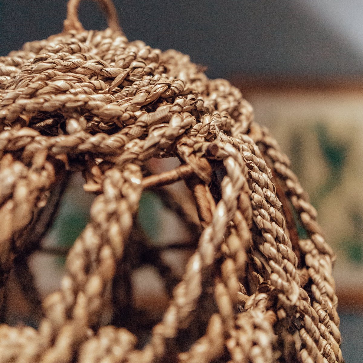 Boho pendant light in seagrass for living room décor by CozyVibe