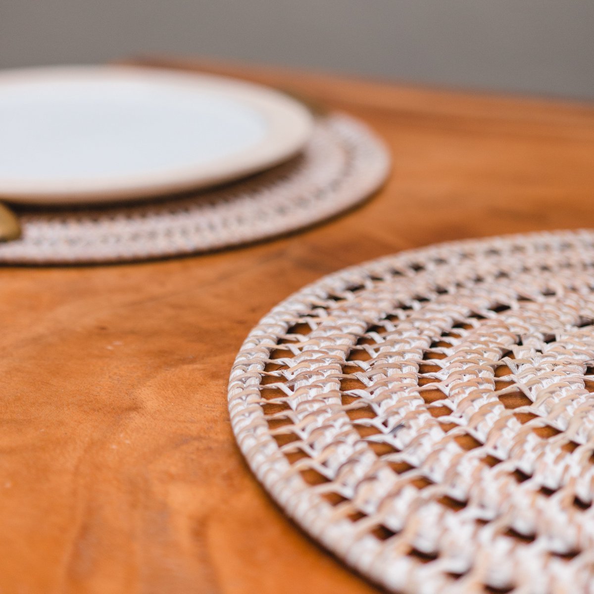 Boho-style rattan placemat for living room décor by CozyVibe