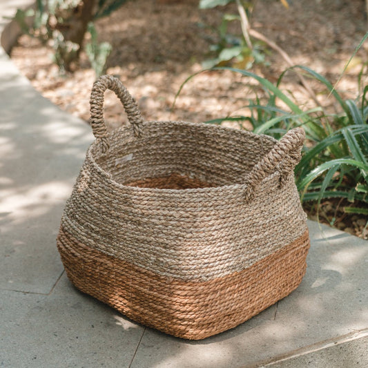 Storage Basket | Laundry Basket | Plant Basket MAJALENGKA (natural) made from Banana Fibre & Seagrass (3 sizes) - CozyVibe.eu