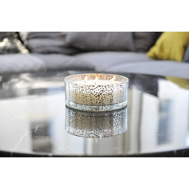 VANILLA CANDLE IN SILVER GLASS JAR - CozyVibe.eu