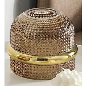Vase amber gilded edge 18x15cm - CozyVibe.eu