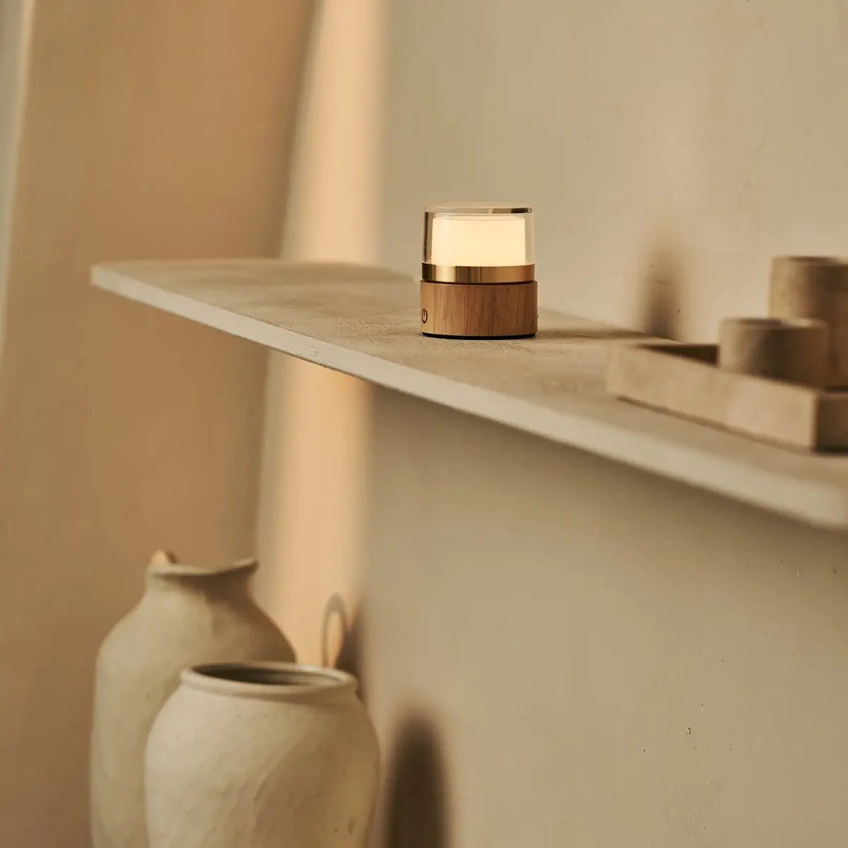 Leo Light Brown Mini Rechargeable Table Lamp
