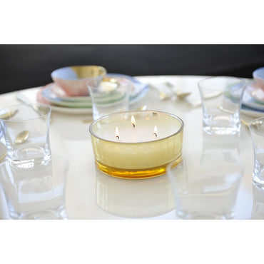 Golden glass vanilla candle