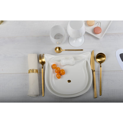 White plate in cat shape and golden nose