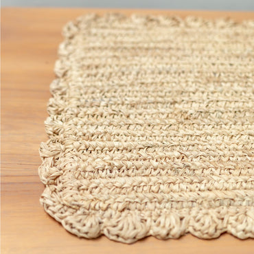 Placemat (Set of 2, 4 or 6) 50x30 cm | Rectangular Boho Table Mat KUARA Woven from Raffia