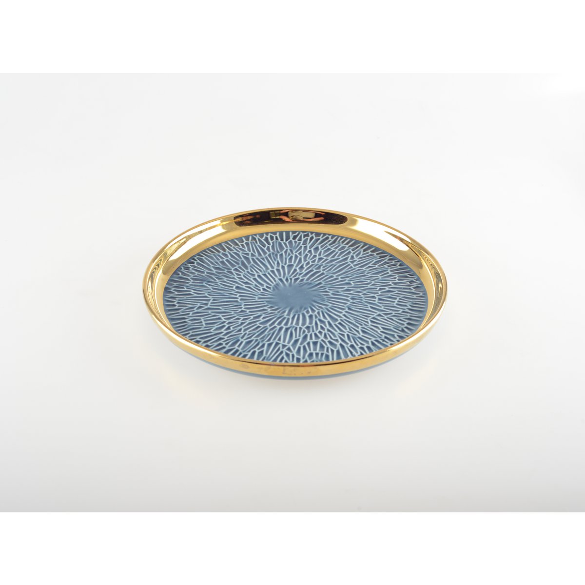 Dessert plate with gold edge 2 blue and 2 cream - Lot of 4