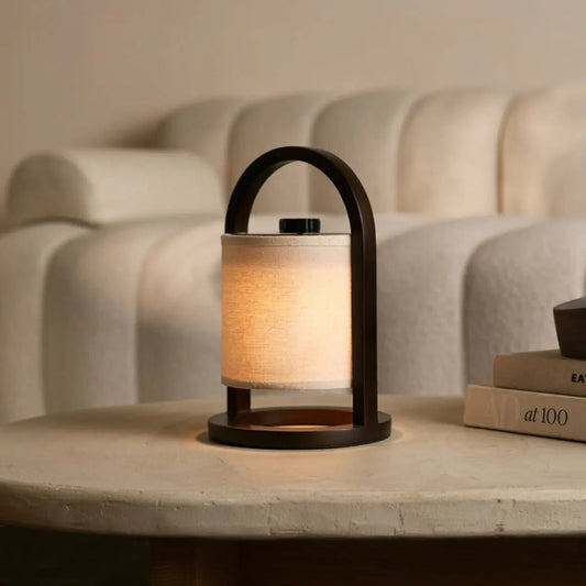 River Dark Brown Cordless Wooden Lamp – Rechargeable & Dimmable
