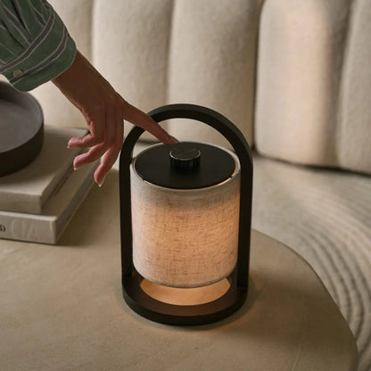 River Black Cordless Wooden Lamp – Rechargeable & Dimmable