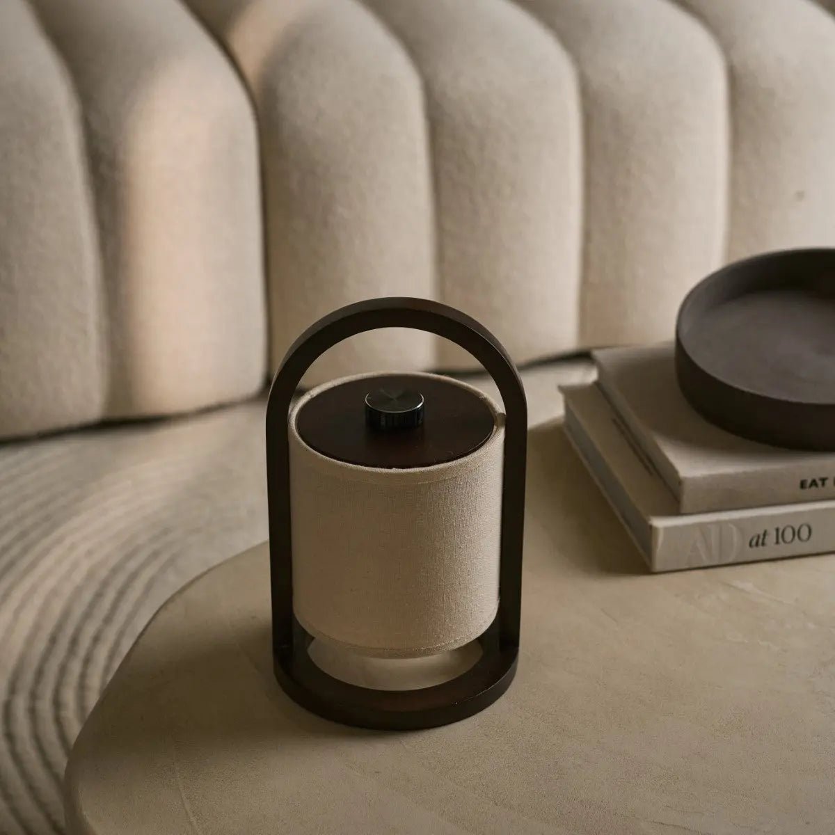 River Dark Brown Cordless Wooden Lamp – Rechargeable & Dimmable