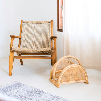 Rattan Newspaper Rack – Magazine Holder – Boho Newspaper Basket – Handmade Rattan Newspaper Holder ALOR