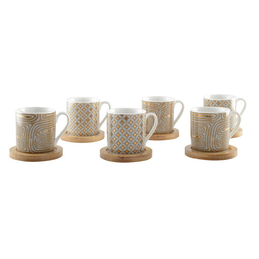 Set of 6 small coffee cups with the coasters