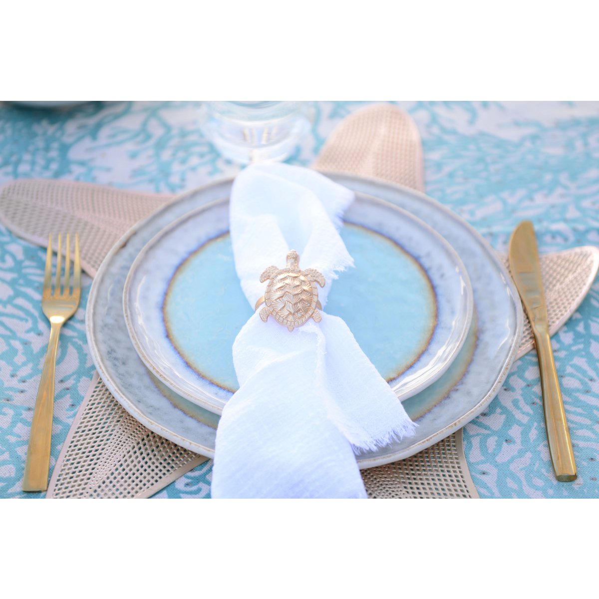 Turquoise porcelain dessert plate 21.5x21.5x1.4cm