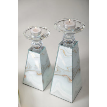 Color marble candle holder 9x9x21cm