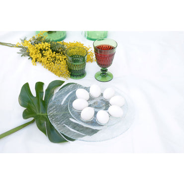Glass eggs plate 22.5x22.5x2cm serving platter