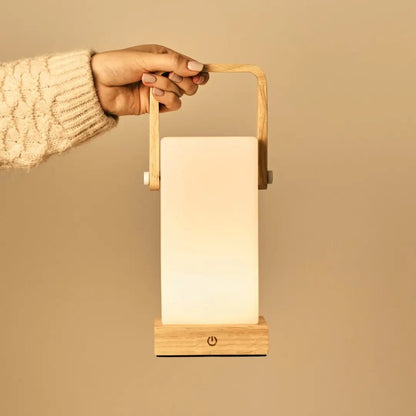 Harper Light Brown Rechargeable Wooden Table Lamp