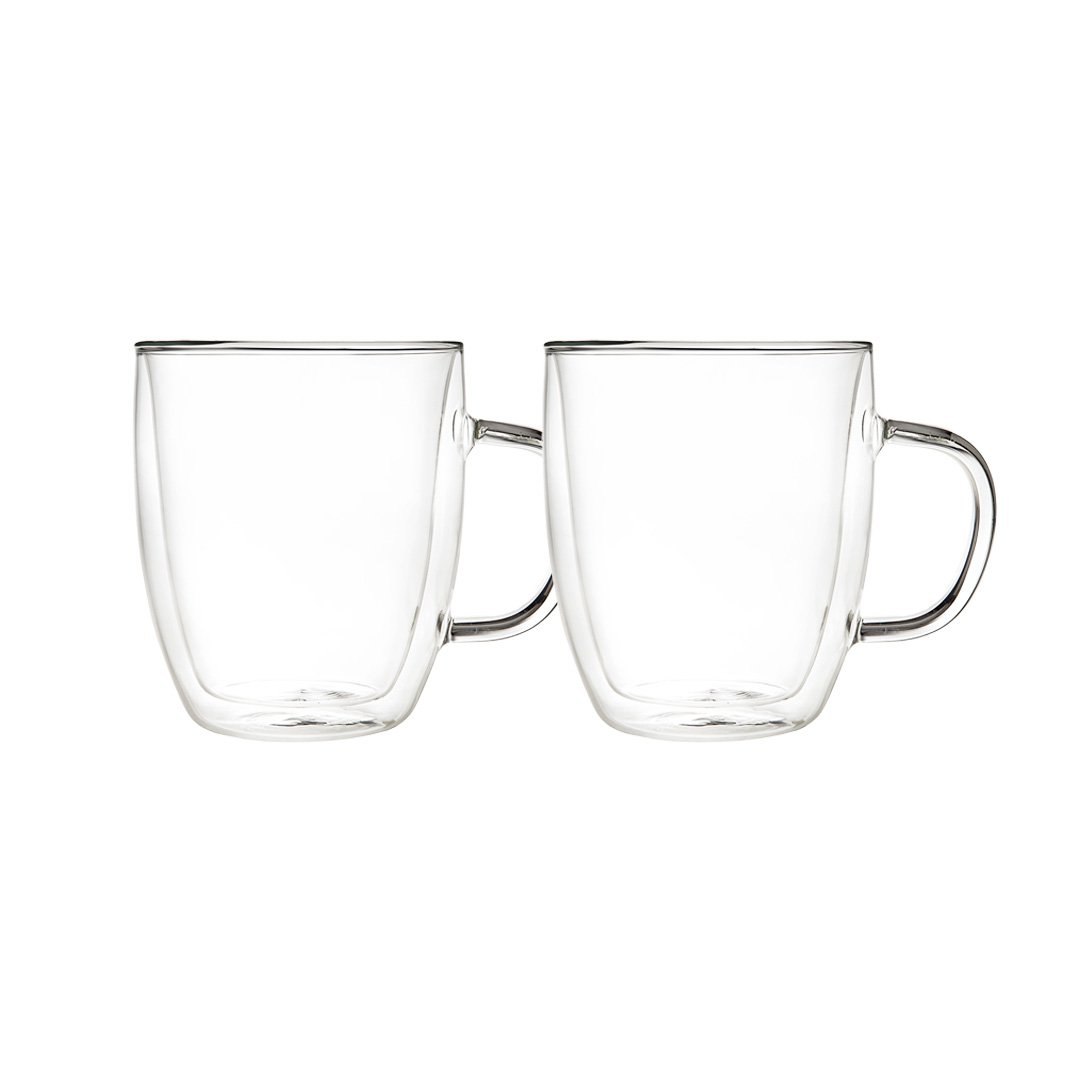 Lot of 2 mugs with double wall glass