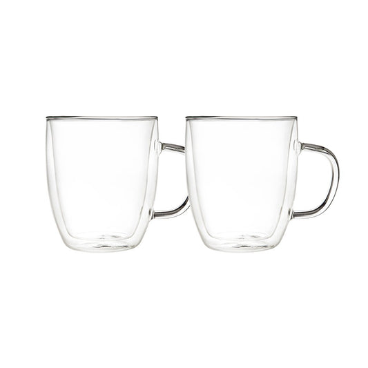 Lot of 2 mugs with double wall glass