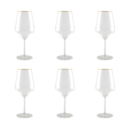 Set of 6 wine glasses with golden edge