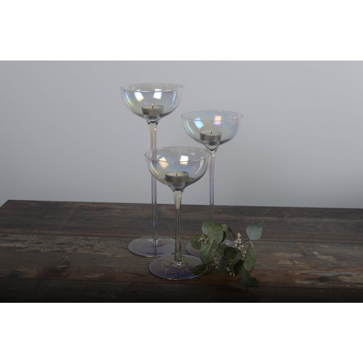 Lot of 3 glass pearly candle holder
