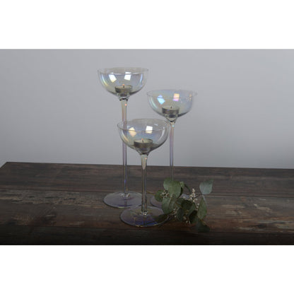 Lot of 3 glass pearly candle holder