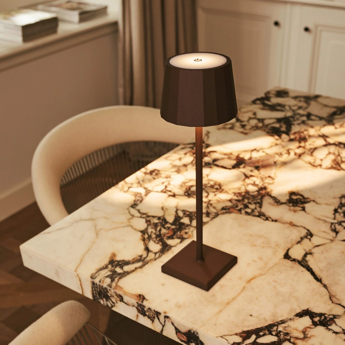 William Mocha Brown Rechargeable Table Lamp