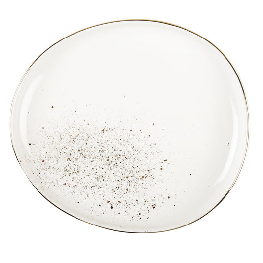 White oval dessert plate