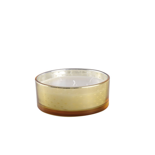Golden glass vanilla candle