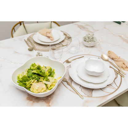 Floral white porcelain salad bowl 25.5 cm