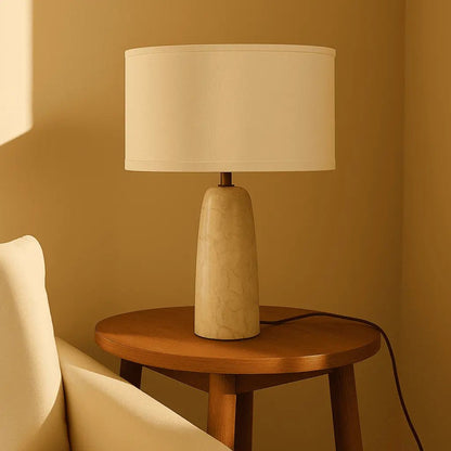 Charlotte Marble Table Lamp with Cotton Shade