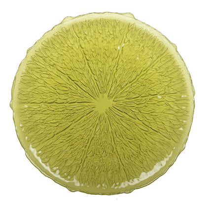 Green plate in lemon shape