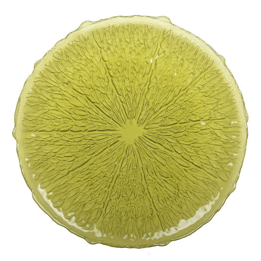 Green plate in lemon shape