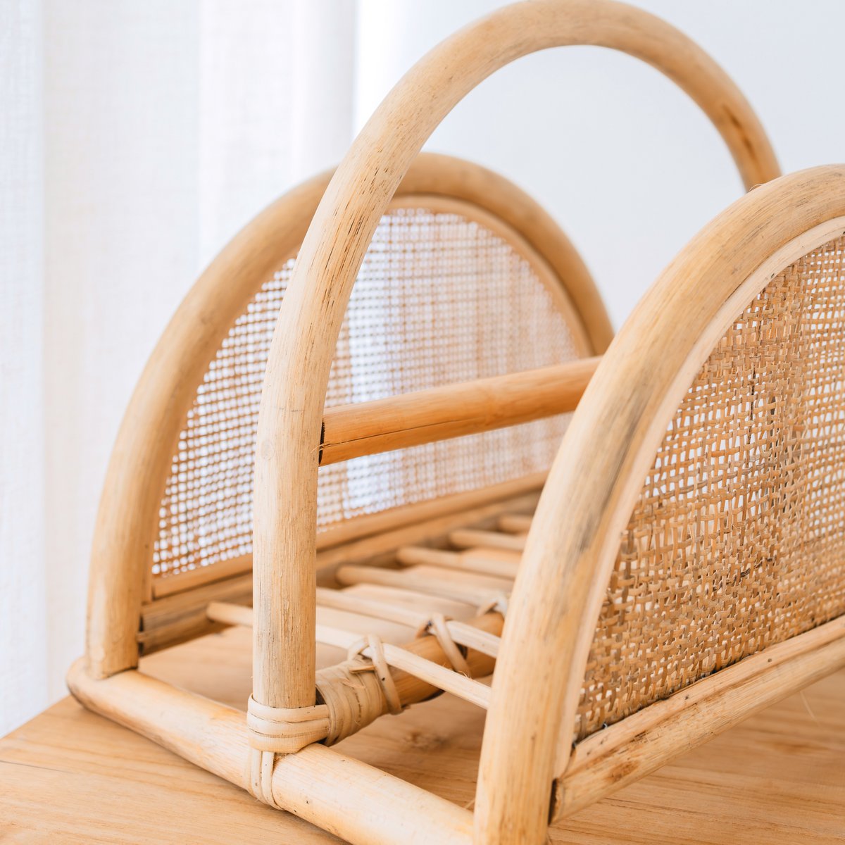Rattan Newspaper Rack – Magazine Holder – Boho Newspaper Basket – Handmade Rattan Newspaper Holder ALOR
