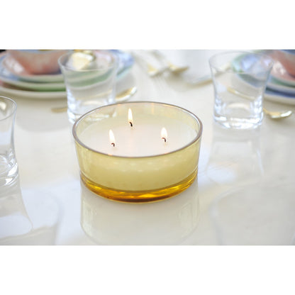 Golden glass vanilla candle