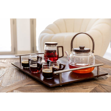 Glass teapot with wooden handle 17x14.8x12.5cm