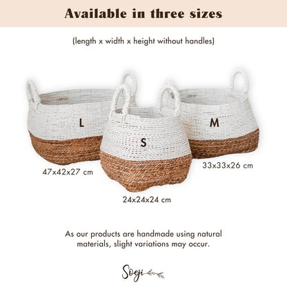 Woven Storage Basket White – Boho Decorative Basket – Square Laundry Basket – Shelf Basket Made of Banana Fibre MAJALENGKA white (3 sizes)