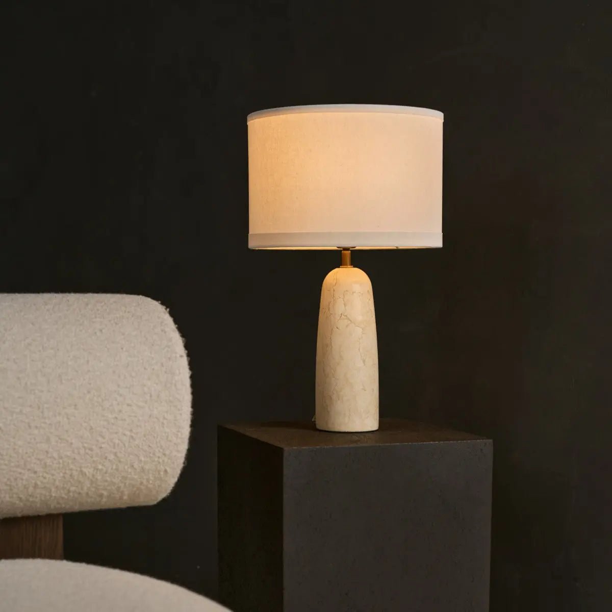 Charlotte Marble Table Lamp with Cotton Shade