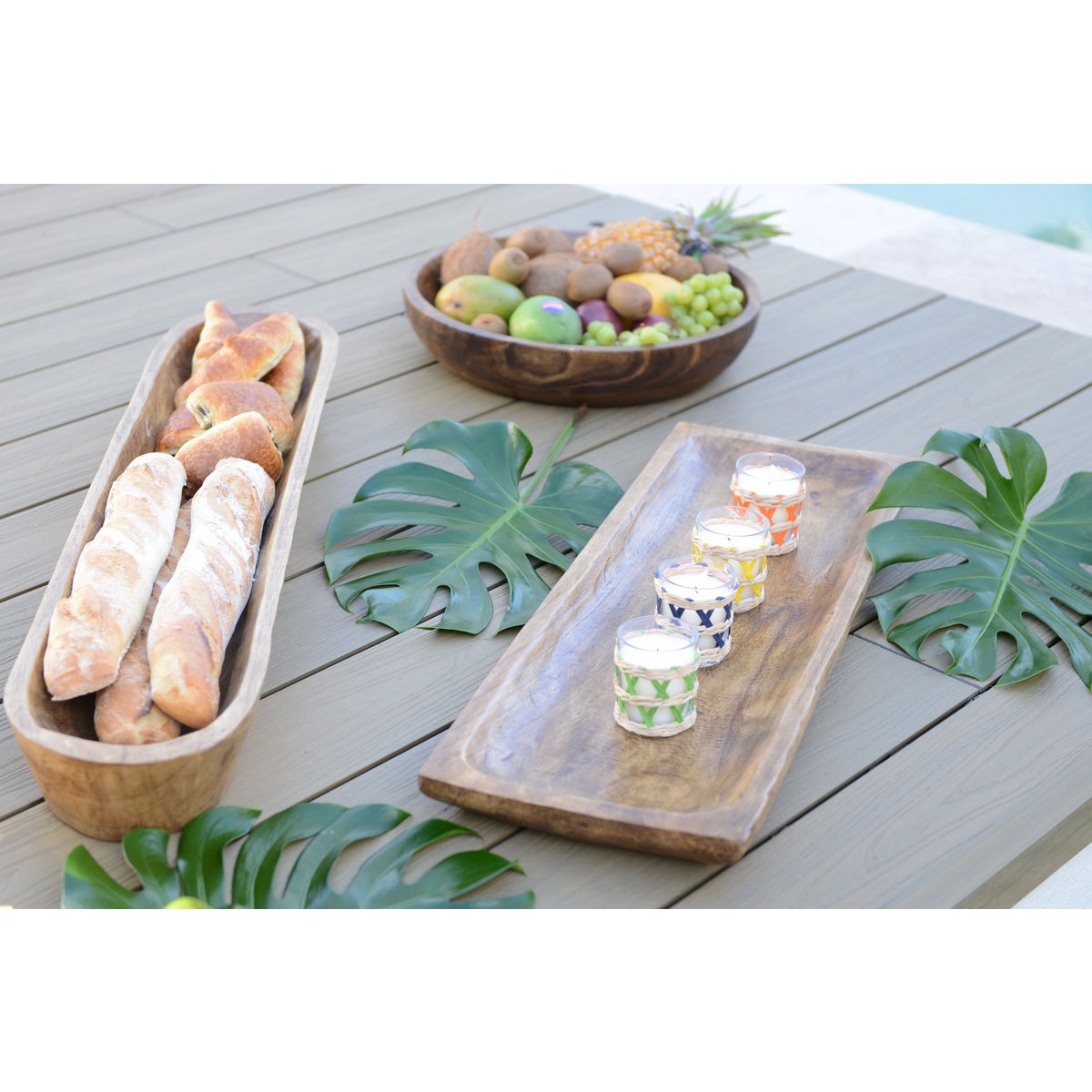 Decorative wooden tray 80x28x4.5cm