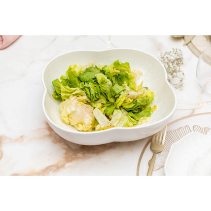 Floral white porcelain salad bowl 25.5 cm