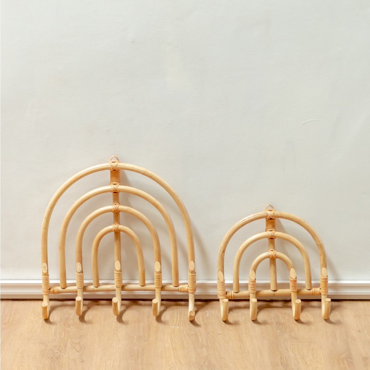 Maku Rattan Coat Rack – Handmade Beige Wall Hooks