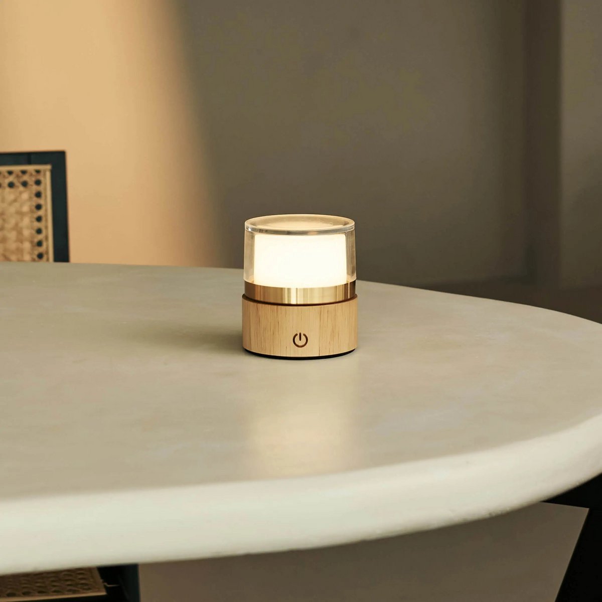 Leo Light Brown Mini Rechargeable Table Lamp