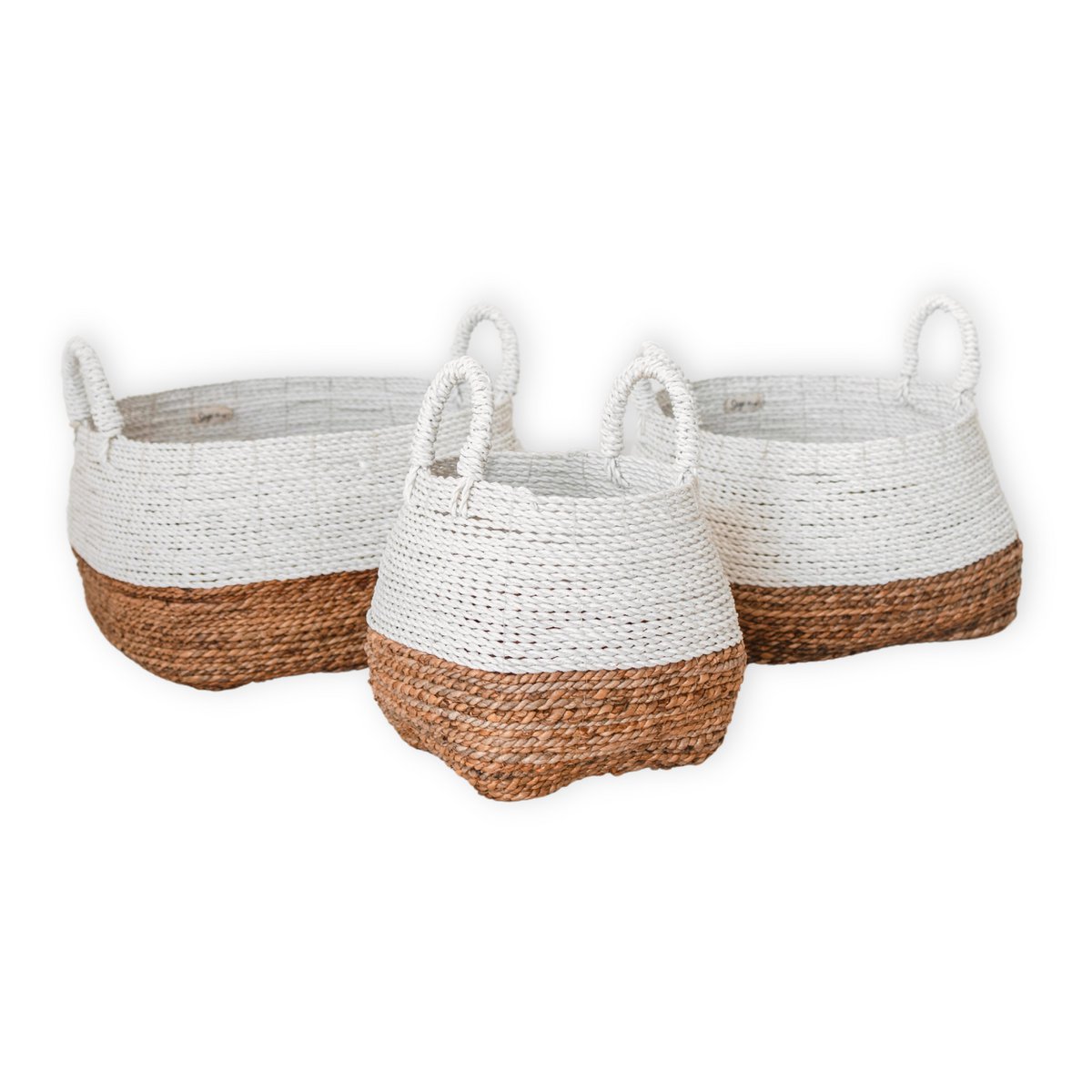 Woven Storage Basket White – Boho Decorative Basket – Square Laundry Basket – Shelf Basket Made of Banana Fibre MAJALENGKA white (3 sizes)